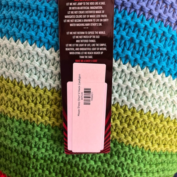 NWT Happy Sheep Short V-Neck Multi-colored Cardigan, Medium - Picture 3 of 9